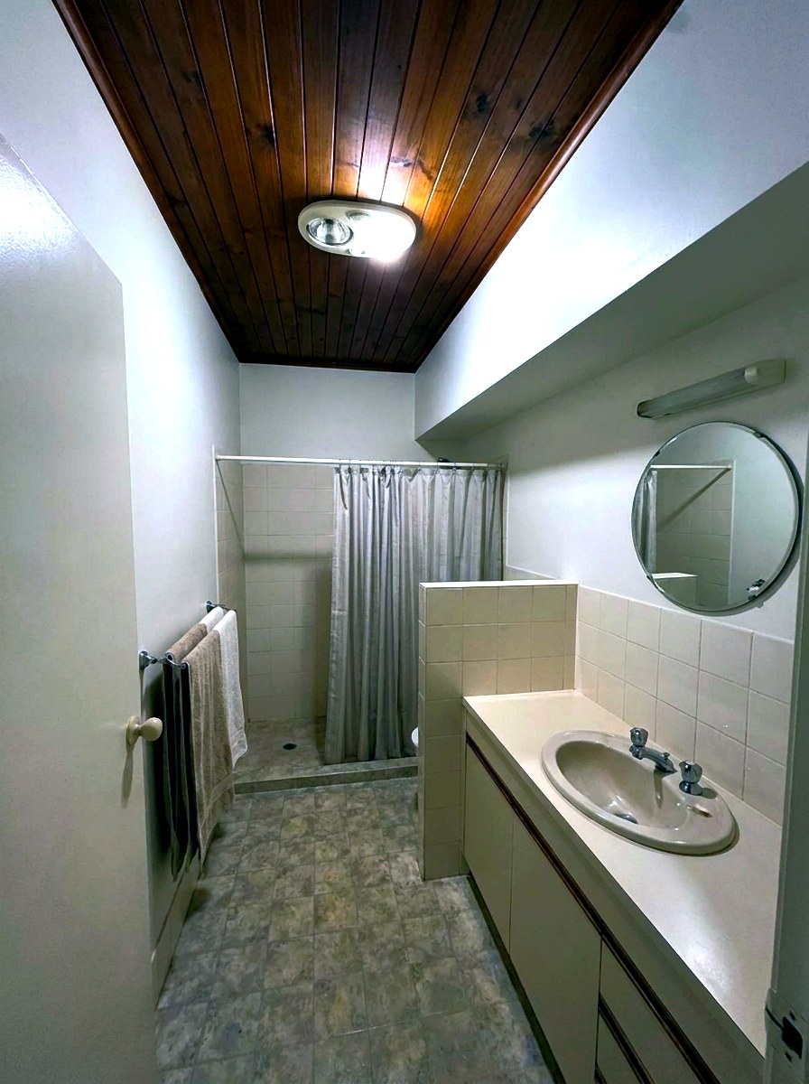 Before — Bathroom with Character Ceiling — Bathroom Renovations by Seymour Plumbing