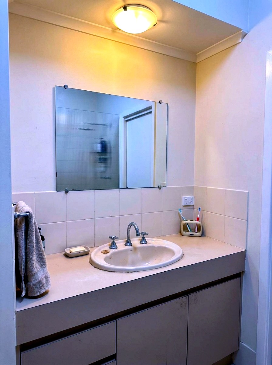 Before — Custom Vanity & Arch Mirror — Bathroom Renovations by Seymour Plumbing